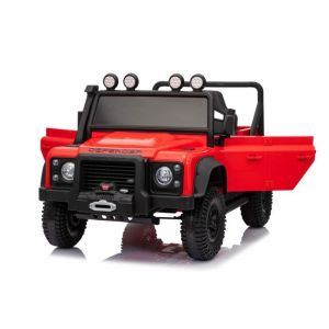 4X4 Voiture &eacute;lectrique enfants 12V Land Rover Defender 110 SVX rouge t&eacute;l&eacute;commande 24 GHz USB/Aux/Bluetooth batterie lithium