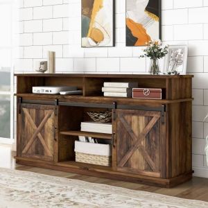 Buffet bas - Aapaas - Meuble de Rangement - Portes coulissantes - Marron vintage