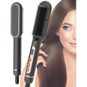 Brosse Lissante Pour Cheveux Ionique Brosse Chauffante Lissante Avec Ptc ChauffageRéglages De TempératureAnti-BrûlurePeigne Cha