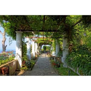 Papier Peint Photo INTISSÉ-(211070)-JARDIN CAPRI ISLAND-400x260cm-8 lés-Mural Poster Géant XXL-Cascade Mer Océan Nature Jungle Forêt