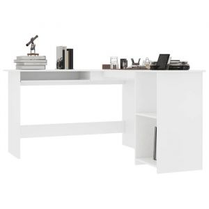 Bureau dangle - Table de bureau - en forme de L - Blanc 120x140x75 cm - LL84224