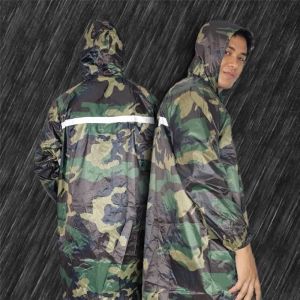 Ponchos de Pluie &agrave; Capuche avec Manches - Camouflage - Imperm&eacute;ables - Camping Randonn&eacute;e Cyclisme