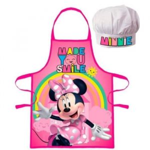 Tablier de cuisine - Disney - Minnie - Taille unique - Enfant 3-8 ans - Toque r&eacute;glable