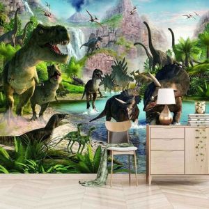 Papier Peint 3D Dinosaure animal toile murale Enfant Chambre XXL Poster Moderne Photo murale lart mural pour famille 250x175cm