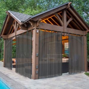 Rideaux Voilage avec Pattes Gris Foncé Lot de 2 132x213cm Extérieur Imperméable Style Contemporain Facile à NettoyerPour Gazebo