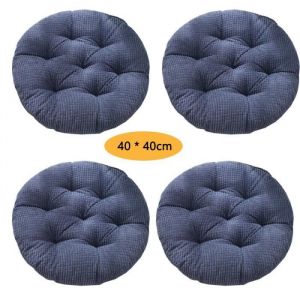 Coussin rond en velours côtelé épais et minimaliste - Lot de 4 Coussin de Siège 40x40 cm Coussin de chaiseBleu