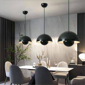 WOTTES Lustre Suspension Luminaire Moderne Style Scandinave 23*16CM Conception Lustre Pod E27 M&eacute;tal vert fonc&eacute; 3pcs pour Cuisine