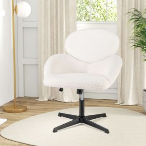 Chaise de Bureau - RELAX4LIFE - en Velours Teddy - Fauteuil de bureau - Réglable en Hauteur - Fonction à Bascule - Charge 160 KG