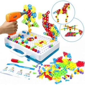 Mosaique Enfant Jeux Enfant 3 Ans - Montessori Jeu Construction Puzzle 3D Jouet &Eacute;ducatifs Perceuse Cr&eacute;atif Jouet &agrave; Visser Jeux &Eacute;duca