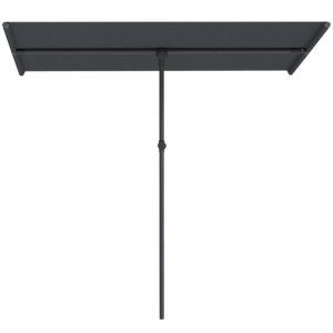 Parasol Jardin Pivotant 180&deg; 205x150x215cm R&eacute;glable Hauteur M&acirc;t Aluminium D&eacute;port&eacute; Gris Fonc&eacute; Pour Balcon Sans Socle