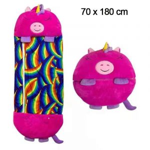 PIMPIMSKY Mignon Sac de Couchage et Oreiller 2 en 1 Happy Nappers pour Enfant 180 x 70 cm Duvet Adapté à Toutes les Saisons Violet