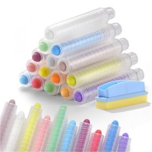 Poussière 15Pièces avec Gomme à Tableau Craie Colorée avec Support Craie de Trottoir de Couleur pour Enfants Peinture à la Craie