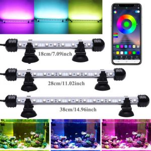 LED Aquarium Lumi&egrave;re Submersible - 18cm Lampe Aquarium de poisson avec t&eacute;l&eacute;commande et contr&ocirc;le de APP - Fish Tank Light pour