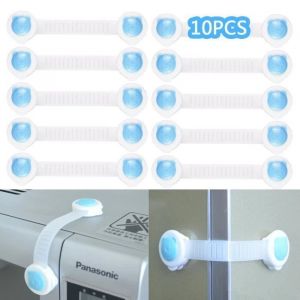 10x Fermeture S&eacute;curit&eacute; Verrouillage Enfant(B&eacute;b&eacute;) S&ucirc;ret&eacute; Protection Porte Durable Placard Armoire Cabinet Tiroir Frigo R&eacute;frig&eacute;rateur