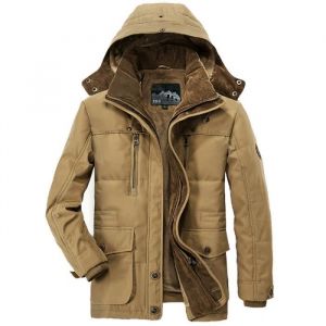 Parka HommeChaleureuse Parka Homme dautomne dhiver EpaissieParka dhiver Classiques dExtérieur à Capuche Décontracté-Kaki