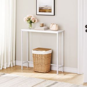 HOOBRO Console Meuble Table Console Fine Petite Table de Présentation Table d’Entrée Bout de Canapé Table dAppoint Blanc