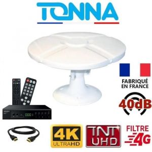 ANTENNE CAMPING CAR 40dB TNT HD OMNI TONNA + R&eacute;cepteur TNT HD DVB-T2 SEDEA SNT-2002-HD + C&acirc;ble HDMI