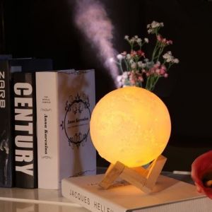 880ML Humidificateur Dair 3D Lune Lampe lumi&egrave;re Diffuseur Aroma Huile Essentielle USB Ultrasons Humidificador Mist Purificateur