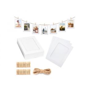 Cadre Photo - DIY - 20 Pi&egrave;ces - Blanc - 11.5 x 15.5CM - Clips et Cordes Inclus