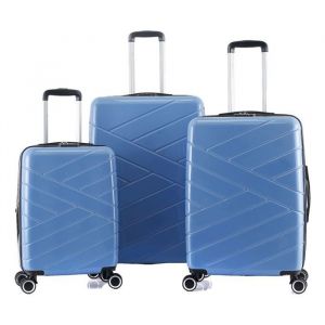 Lot de 3 valises Extensible Rigide Trolley Polycarbonate - LYS Paris 395/3 - 393 & 395 Bleu