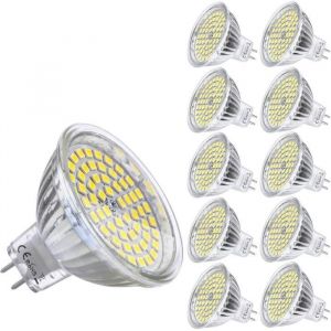 MR16 LED 12V GU5.3 Blanc du Jour 5W Ampoule Equivalent &agrave; 35W Halog&egrave;ne Lampe GU 5.3 MR 16 Blanc Froid 4500K 420 Lumen(Lot de 10)