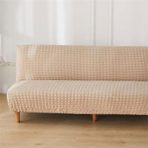 Beige3 Places Housse de Canapé sans Accoudoir élastique Canapé 2/3 Places Seersucker Housse de Clic Clac Couverture de Canapé-l