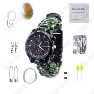Bracelet de survie - TD® - Cordon de parachute - Multifonctionnel - Boussole - Thermomètre