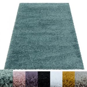 Tapis poil long uni pour salon design moderne moelleux et doux Couleur: Bleu aqua Taille: 300 x 400 cm