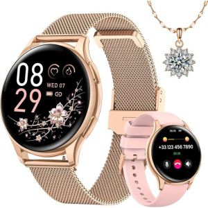 Montre Connectée Femme Avec Appel Bluetooth 127 Smartwatch Femme Avec Ip68 Fonction Féminine/24H Fréquence Cardiaque/24H Spo2/Sui