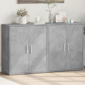 Bahut de SalonArmoire de CuisineLot de 2 Buffets pour Salle à Manger gris béton 60x31x70 cm bois dingénierie BONNIE B9899