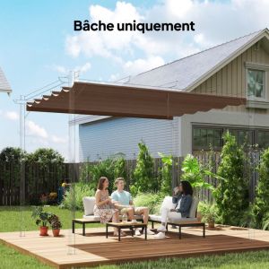 Toile de toit pour pergola tonnelle r&eacute;tractable de 4 x 3 m - toile uniquement 350 x 260 cm caf&eacute;