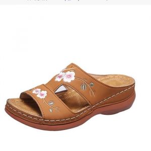 Sandales femme extérieur léger compensées décontractées sans lacet chaussures dété jiushengti™ - Brun