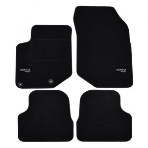 Tapis de sol - Logo - Opel Mokka 2 - Velours noir - 4 pièces - Antidérapant - Sur mesure