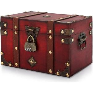 Boîte de rangement en bois rétro avec serrure coffre au trésor en bois avec cadenas de pirate boîte en bois ornements décoratifs