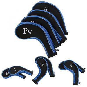 ARAMOX Couvre-tête de pilote de golf 10pcs Néoprène Golf Club Iron Head Covers Putter Set Protector Case Golf Accessory (Dark