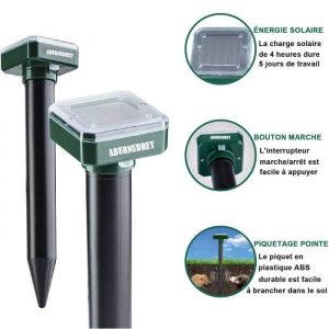 Solaire Repulsif Taupe - R&eacute;pulsif Serpent Ultrason - Anti Taupe Solaire - Anti Taupe - R&eacute;pulsif Taupe - Piege A Taupe (Lot de 2)