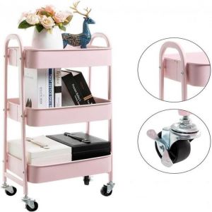 JEOBEST Chariot de Rangement 3 Niveaux Desserte sur Roulettes Organiseur de Cuisine pour Chambre Salle de Bain Bureau