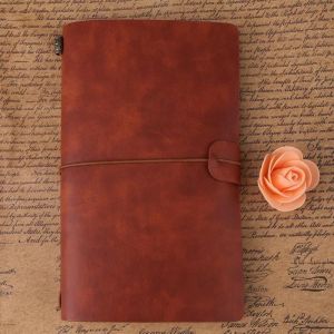 Bloc-notes - SIB - Carnet de voyage en cuir PU - 72 feuilles - 208x128cm - Marron