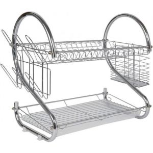 &Eacute;gouttoir &agrave; vaisselle &agrave; 2 &eacute;tages avec porte-ustensiles-porte-gobelets et &eacute;gouttoir &agrave; vaisselle pour plan de travail de A649