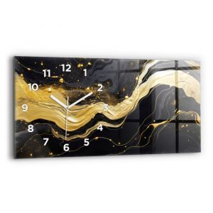 Decortapis Horloge murale en verre Horloge Rectangulaire 60x30cm Marbre doré