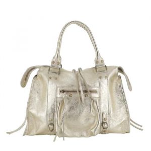 Grand sac bowling femme - cuir v&eacute;ritable iris&eacute; - sac cabas A4 cours lyc&eacute;e - Dor&eacute;