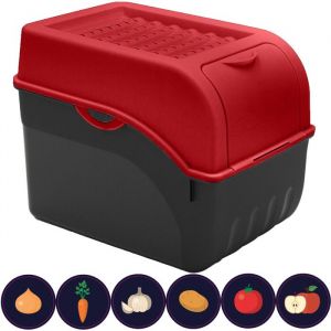 ARTECSIS Bo&icirc;te Pomme de Terre 9L Rouge - Rangement Optimal - Conservation Id&eacute;ale pour Pommes de Terre Oignons & Ail
