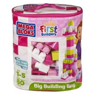 Mega Bloks Megabloks - 8328 - Jouet De Premier Age - First Builders - Sac Rose - 80 Briques - 08328U