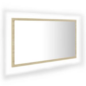 Miroir de bain/Miroir mural - UU - avec LED - Chêne sonoma 80x85x37 cm Acrylique m119