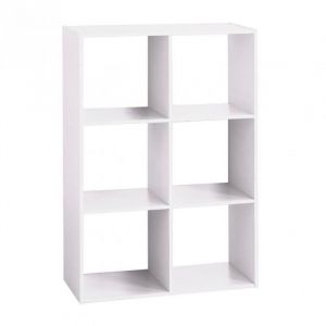 Etagère - PEGANE - 6 cases - Blanc - Bois - 67x32x100 cm