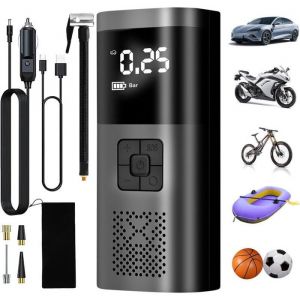 Gonfleur Pneus Voiture6000mAh Compresseur Portatif Gonfleur Pneus sans Fil 150PSI écran LCD Numériquepour Moto TrotinetteVoiture