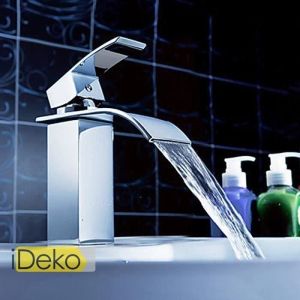 iDeko® Robinet Mitigeur de Lavabo laiton cascade Finition Chromée céramique avec flexible