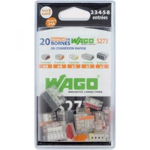 Lot de 20 Bornes WAGO Automatiques (6 bornes 2 entrées6 bornes 3 entrées3 bornes 4 entrées3 bornes 5 entrées2 bornes 8 entrées)