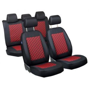 Housses de si&egrave;ge pour Fiat 500L - Premium Noir Rouge Effet 3D