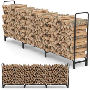 Bûche Extérieur Bois Jardin - 344.9x117x35cm Rangement Bûche Charge 408kg Serre Bûche XXL